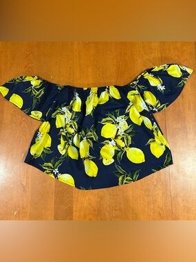 Off Shoulder Boho Lemon Blouse Elastic Neckline Yikey Brand Size L